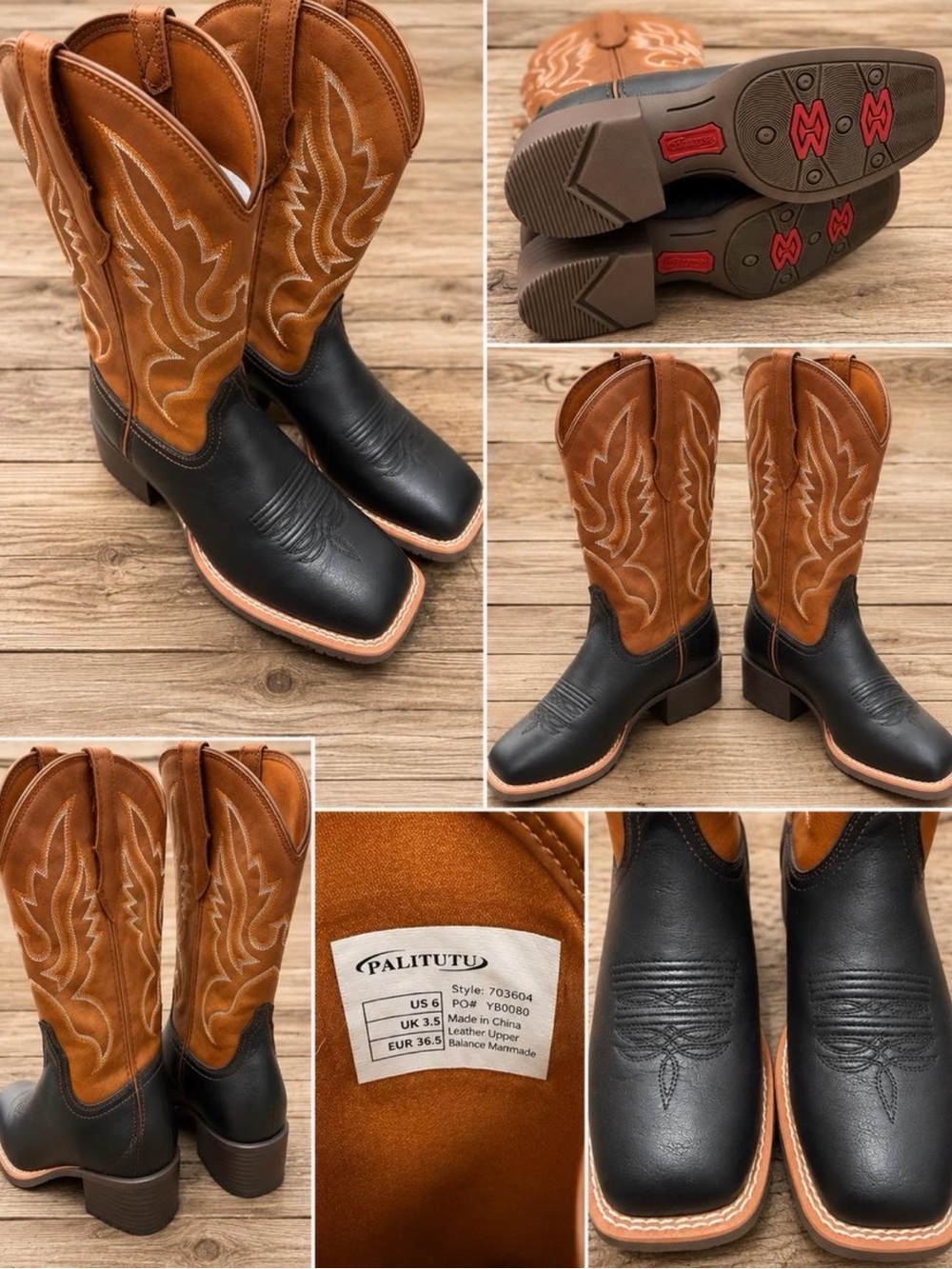 Women’s Palitutu Two-Tone Brown and Black Western Boots
